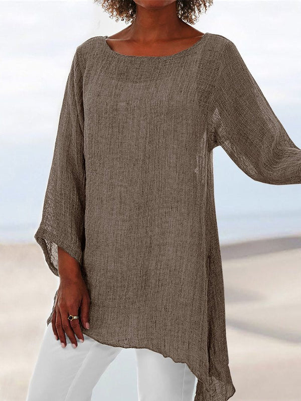 Linen Asymmetric Hem Tunic