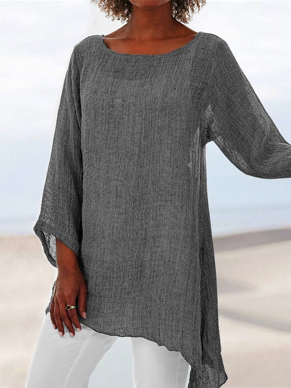 Linen Asymmetric Hem Tunic