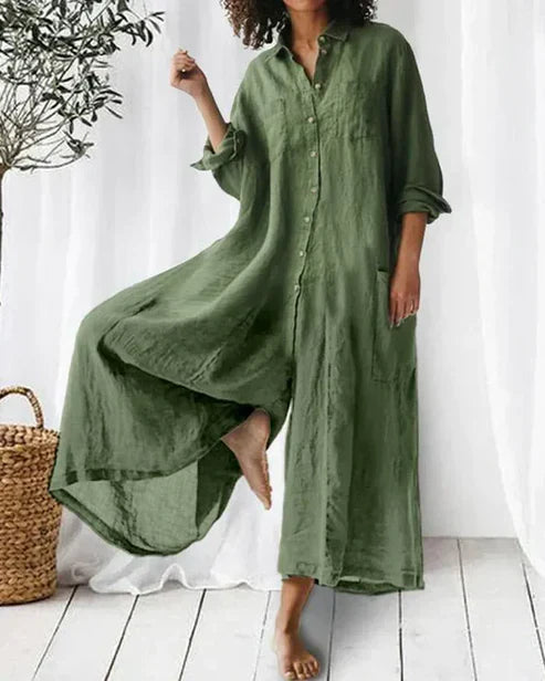 Linen Button Down Maxi Dress