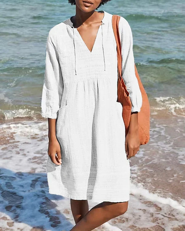 Hooded Cotton Midi Dress
