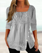 Square Neck Lace Detail Blouse