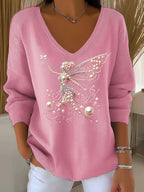 Women's Casual Pink Awareness Sweater elevenforest