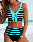 Bow Front Striped Bikini