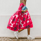 Tropical Multicolor Print Midi Dress