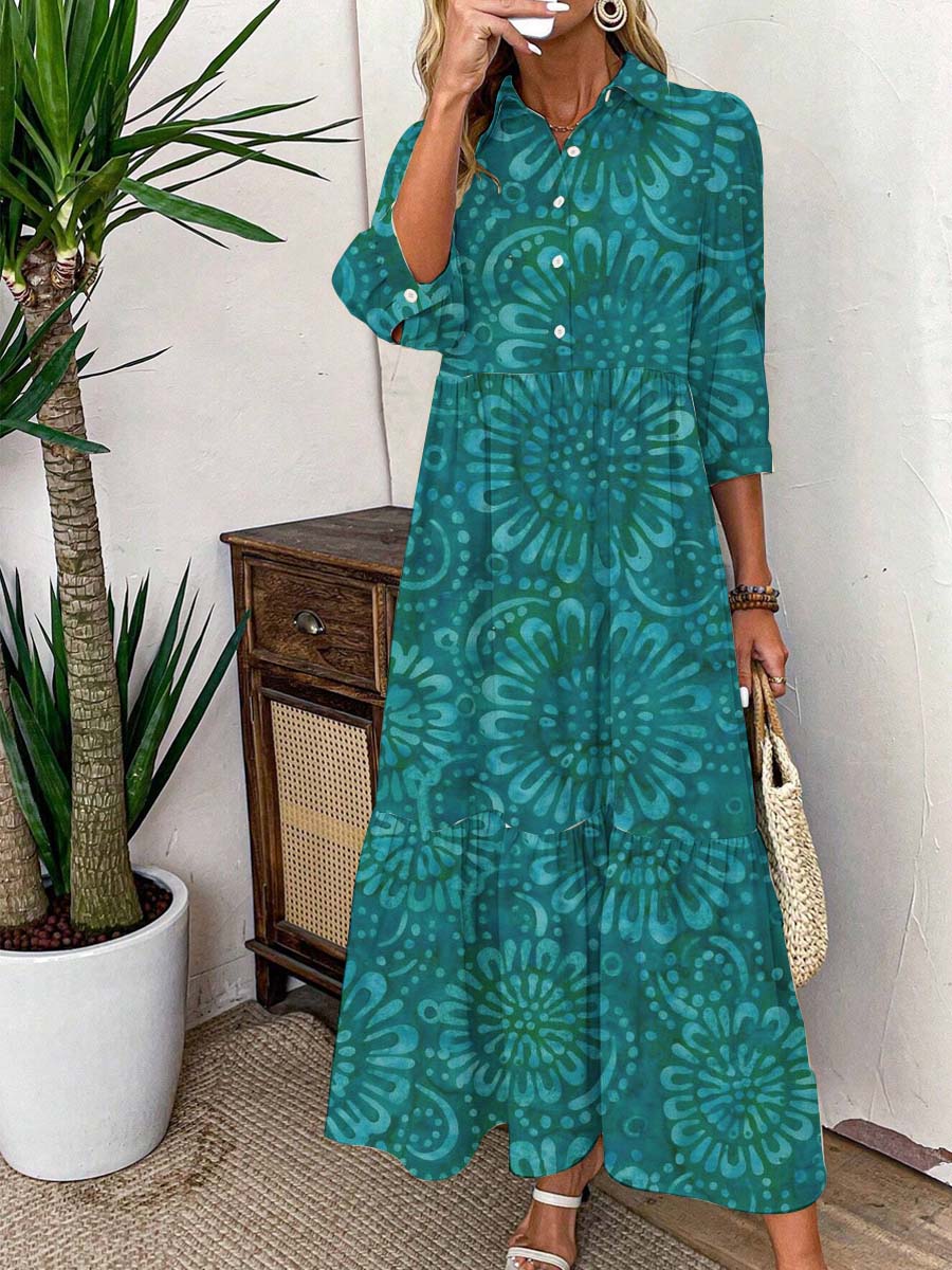 Women's Bohemia Pattern Cotton and Linen Dress