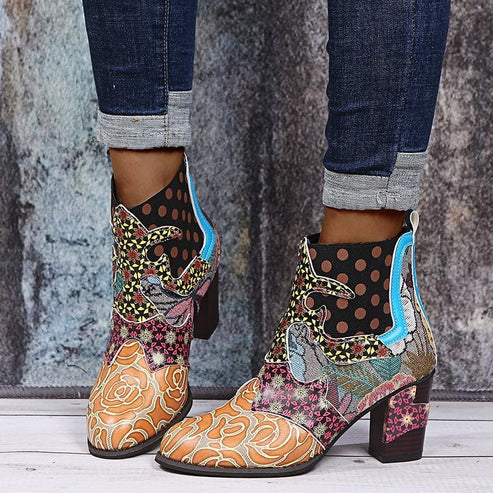 Patchwork Bohemian Ankle Boots