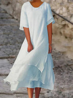 Linen Short Sleeve Maxi Dress