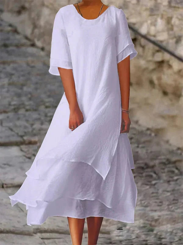 Linen Short Sleeve Maxi Dress