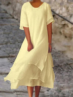 Linen Short Sleeve Maxi Dress