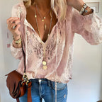 Lace Up Boho Blouse With Embroidered Details