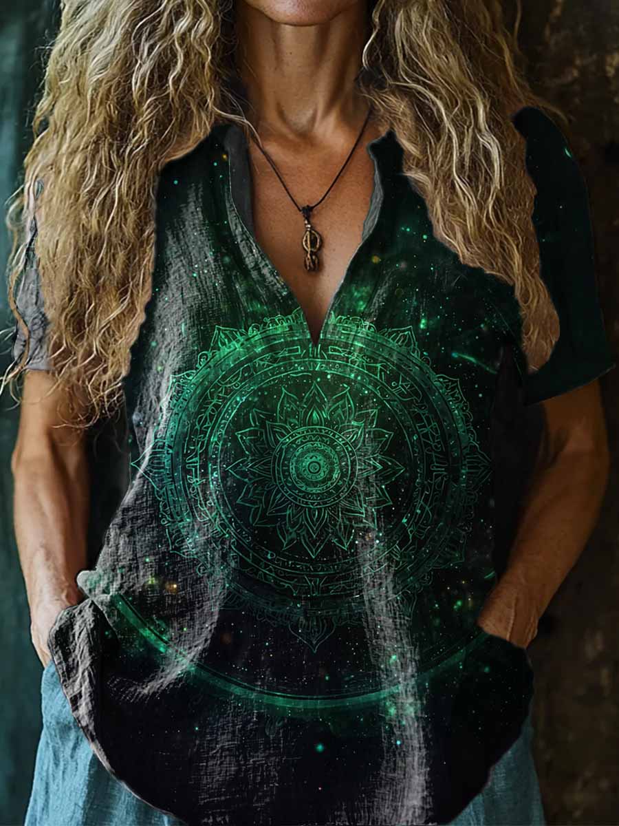 Women's Mandala Embellished Pattern Art Print Casual Short Sleeve Comf