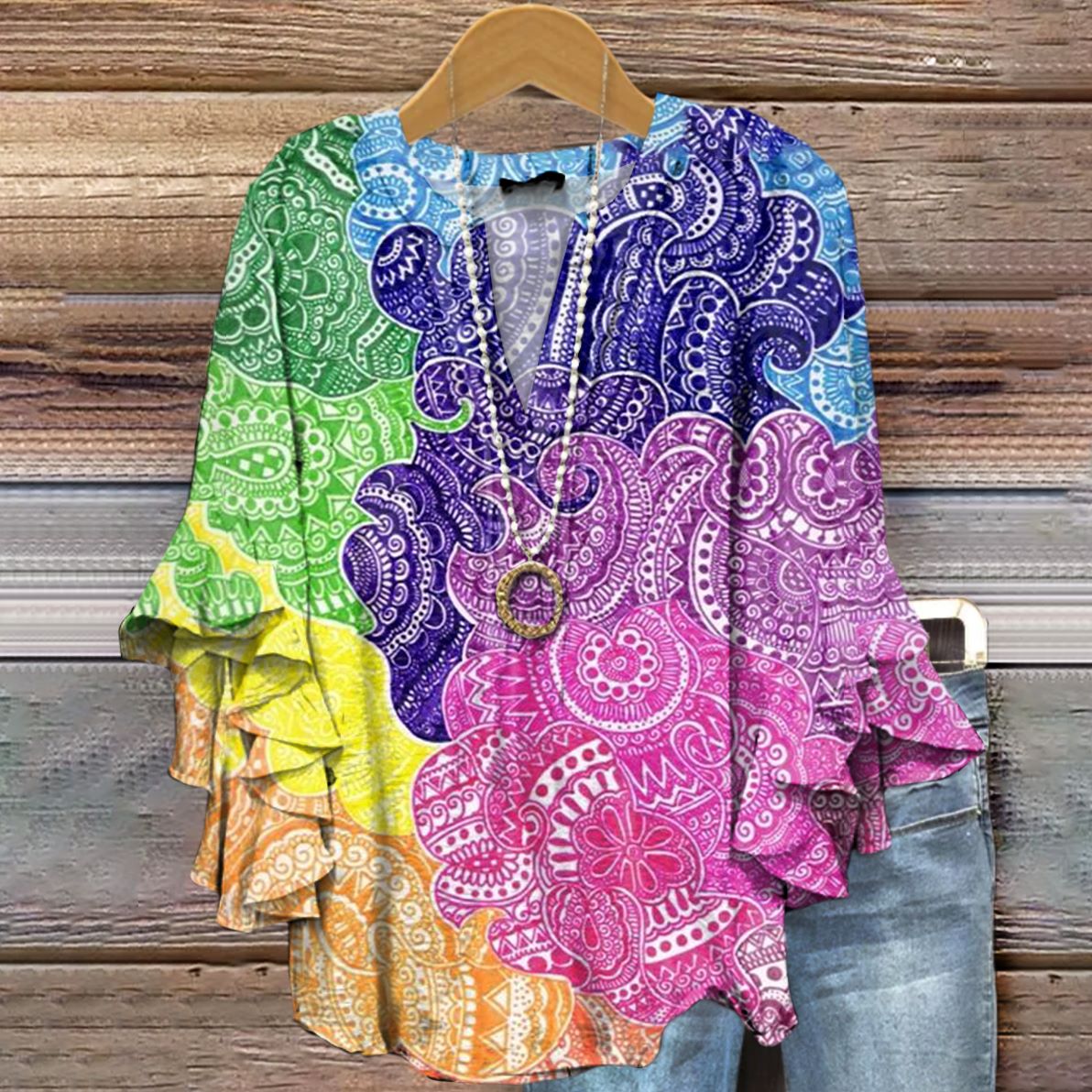 Women's Colorful Colorblocking Tattoo Pattern Art Print Cotton Linen C