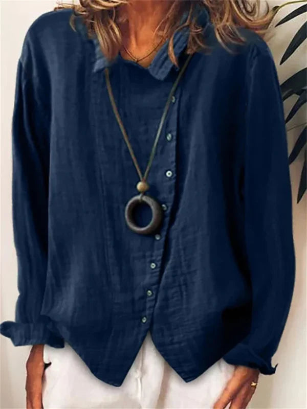 Linen Button Down Shirt With Long Sleeves