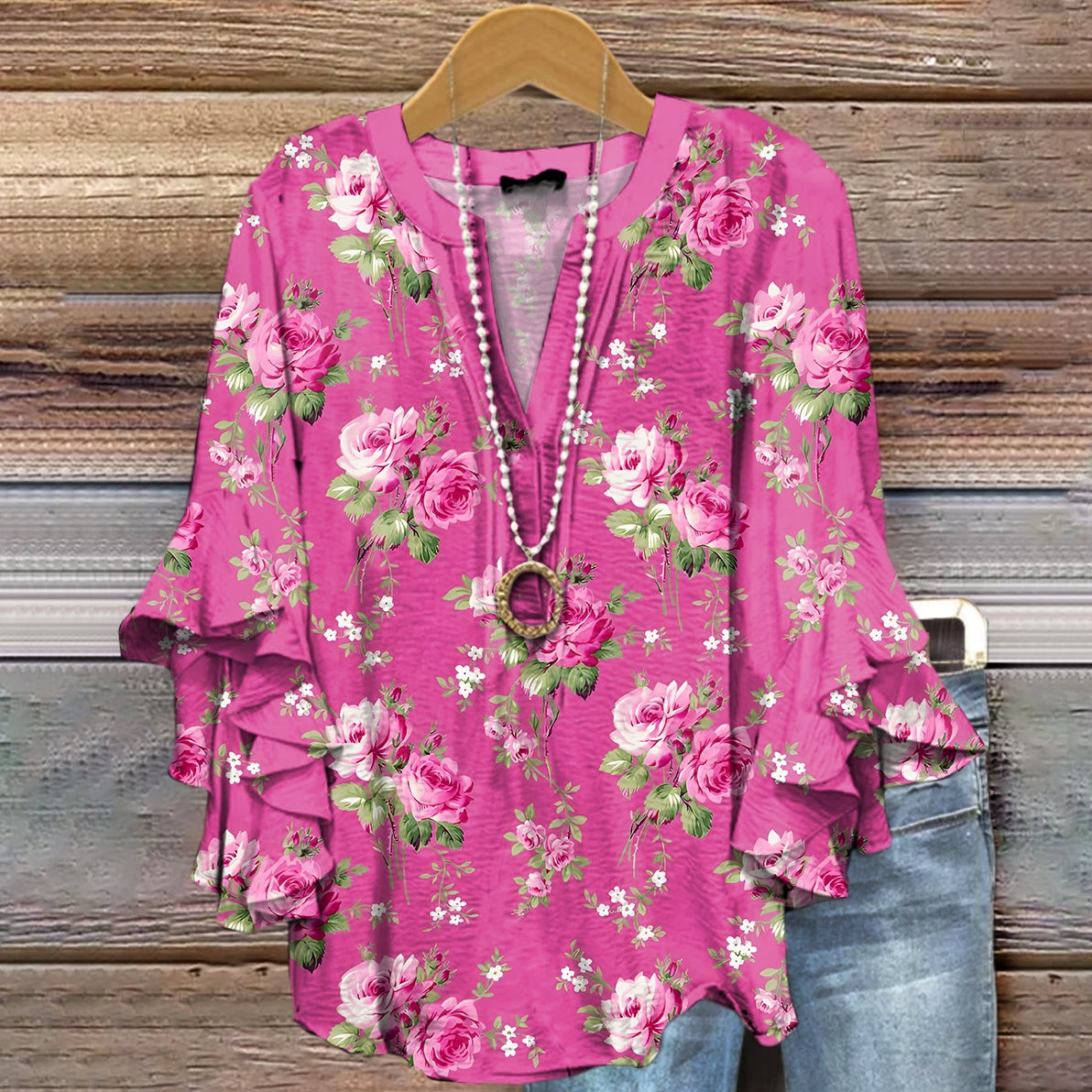 Women's Floral Pattern Art Print Cotton Linen Casual Shirt