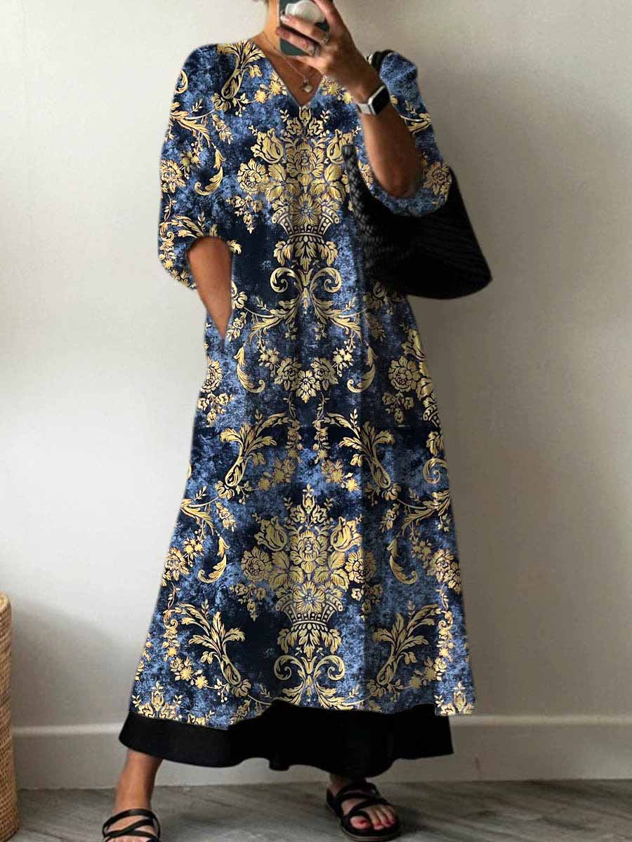 Women'S Vintage Floral Pattern Cotton Dress
