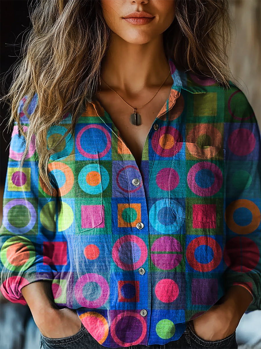 Women's Retro Abstraction Art Print Casual Long Sleeve Comfortable Cot