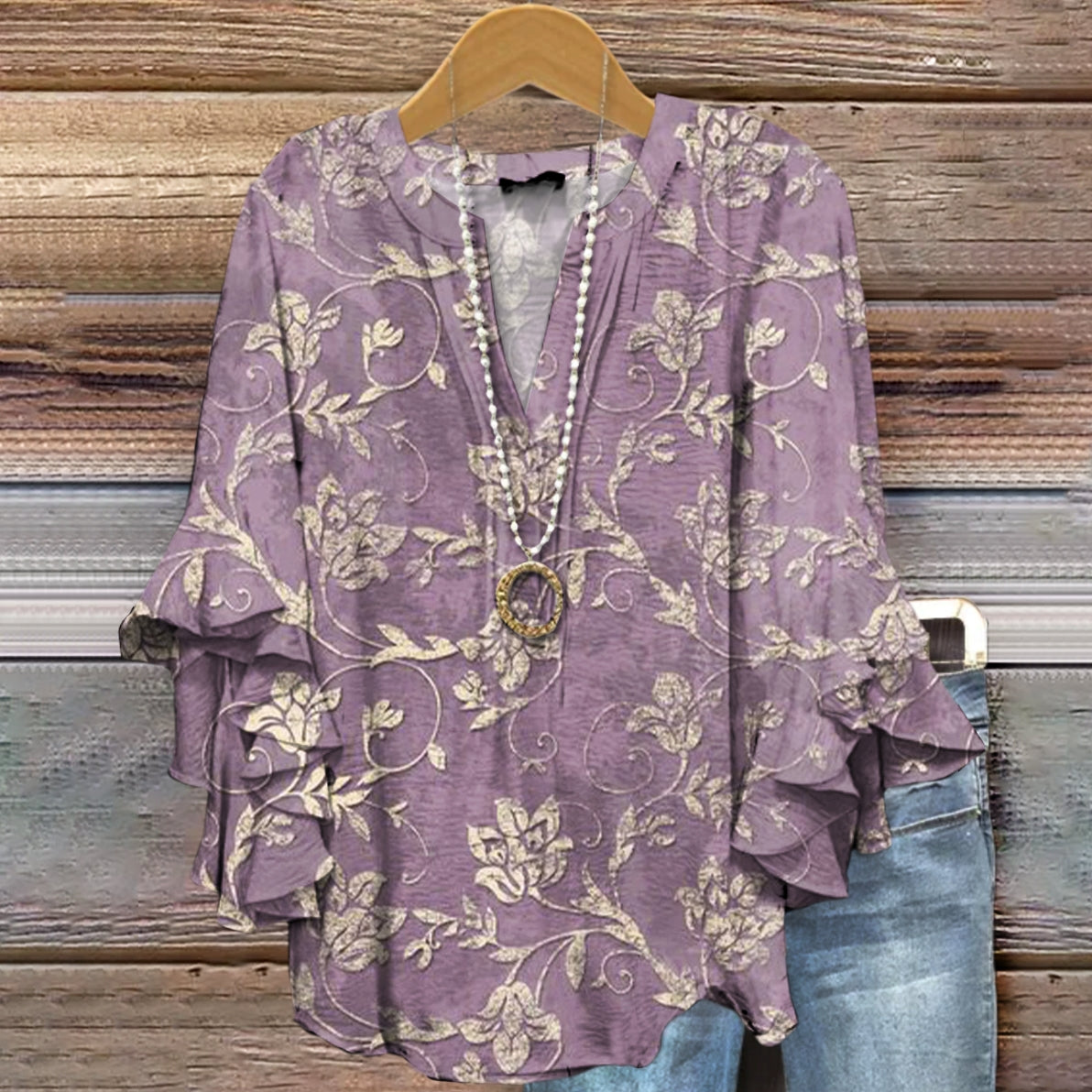 Women's Floral Pattern Art Print Cotton Linen Casual Shirt