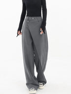 Trendy asymmetric trousers with wide legs