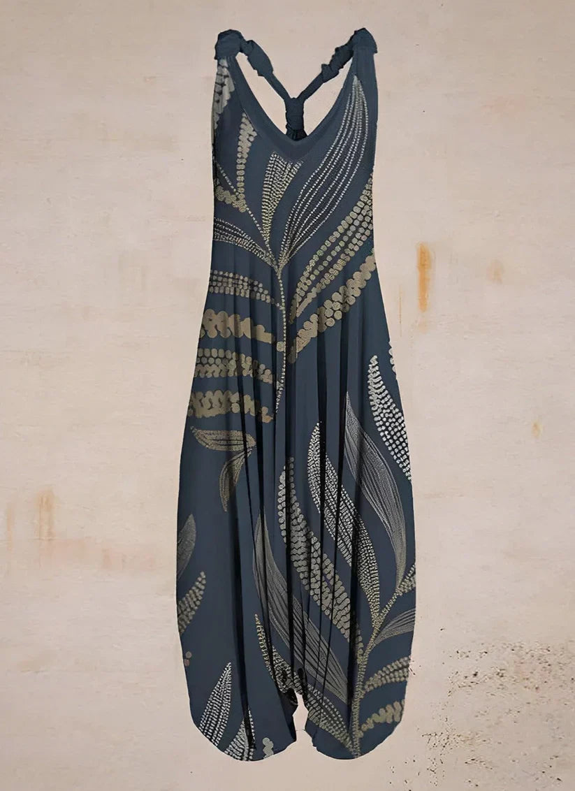 Printed Tie Strap Jumpsuit