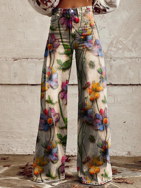 Floral Wide Leg Jeans
