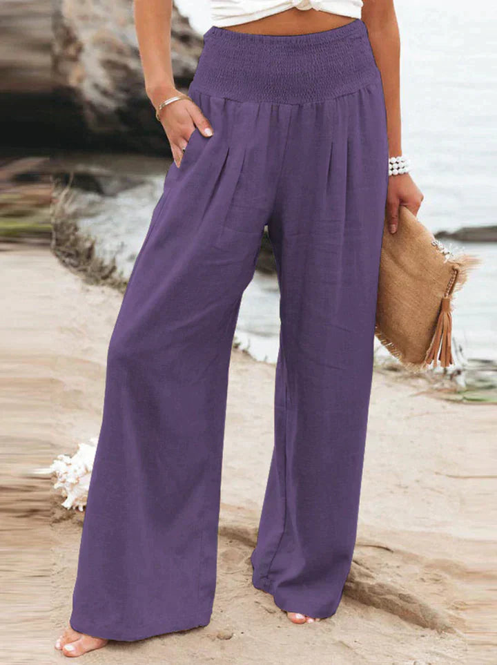 High Waist Wide Leg Linen Pants