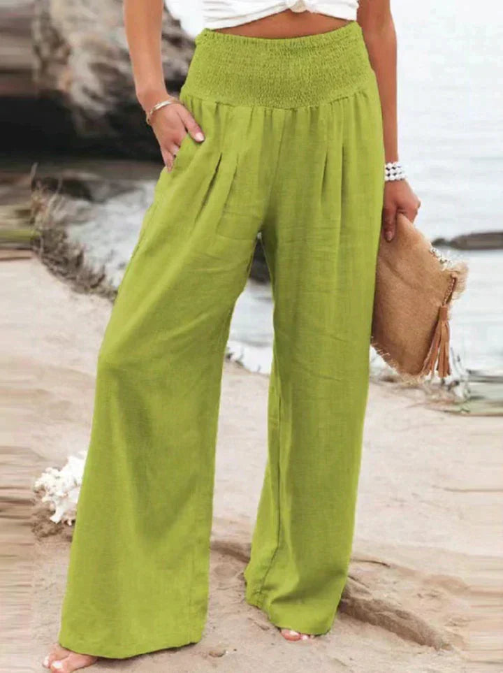 High Waist Wide Leg Linen Pants