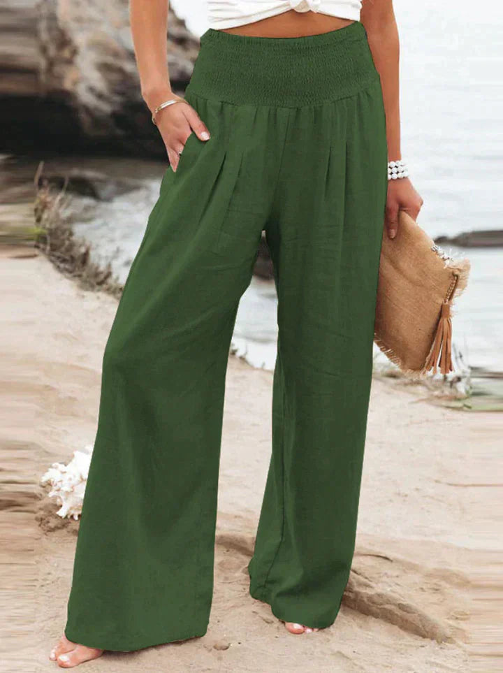 High Waist Wide Leg Linen Pants