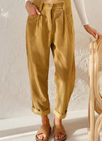 Corduroy Pleated High Waist Pants