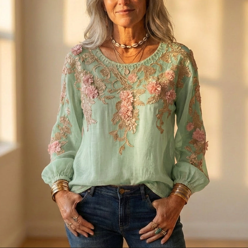 Blouse With Floral Embroidery