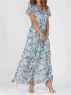 Floral Ruffle Sleeve Maxi Dress