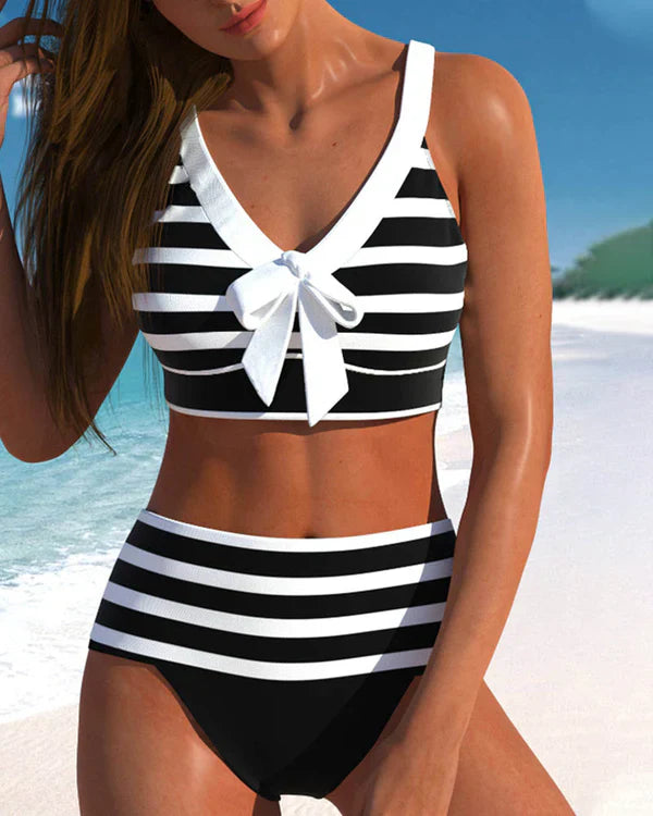 Bow Front Striped Bikini