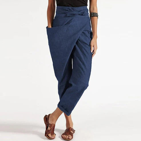 Wrap Front Cropped Trousers
