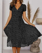 Floral V Neck Fit & Flare Dress