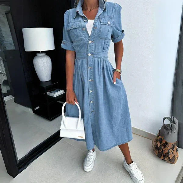 Denim Button Front Shirt Dress