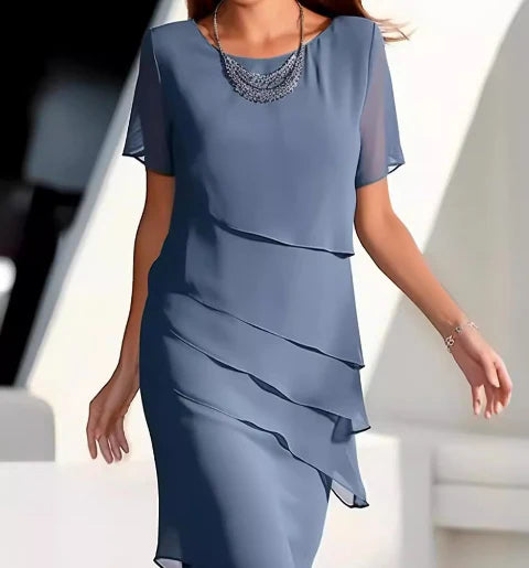 Layered Chiffon Shift Dress