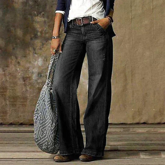 Vintage denim jeans with wide leg and high waist