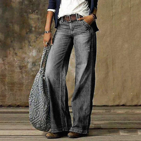 Vintage denim jeans with wide leg and high waist