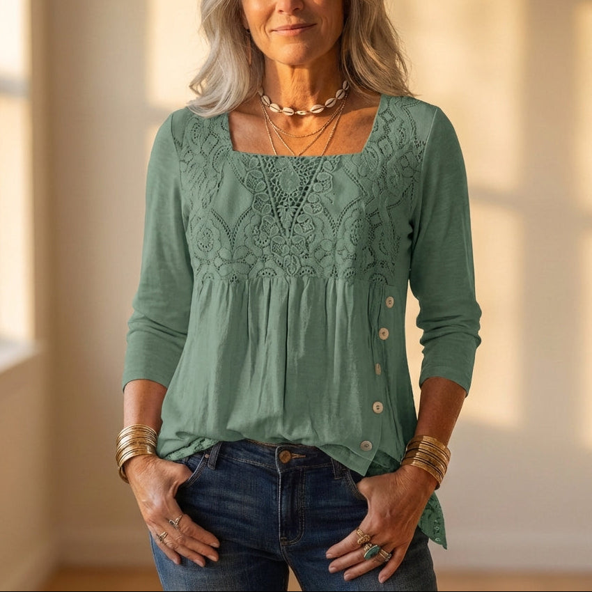 Tunic With Lace & Button Detail