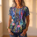 Top With Floral & Swirl Pattern