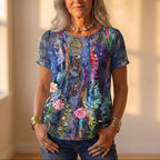 Top With Floral & Swirl Pattern