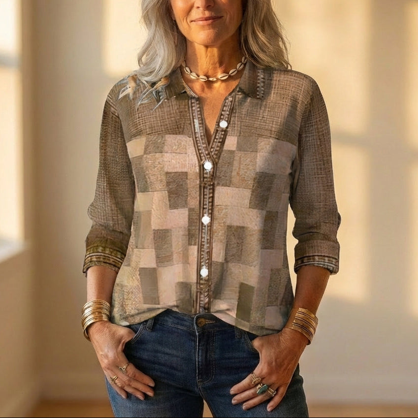 Shirt With Patchwork & Button Front