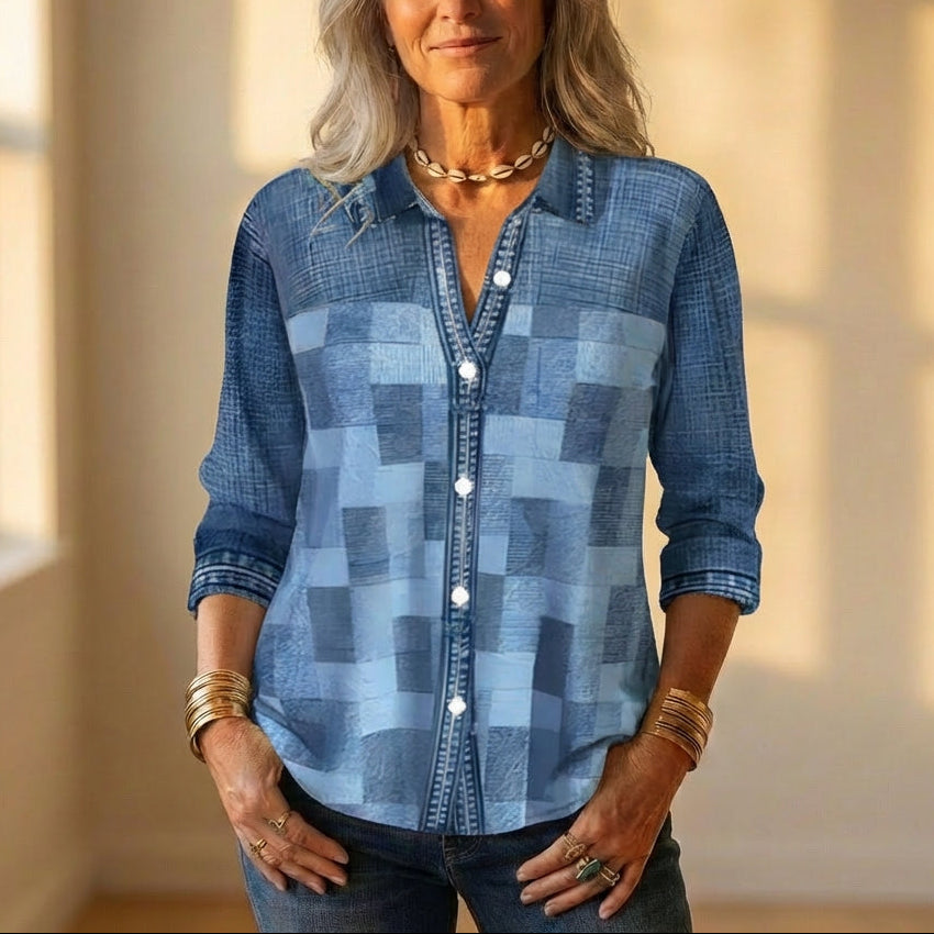 Shirt With Patchwork & Button Front