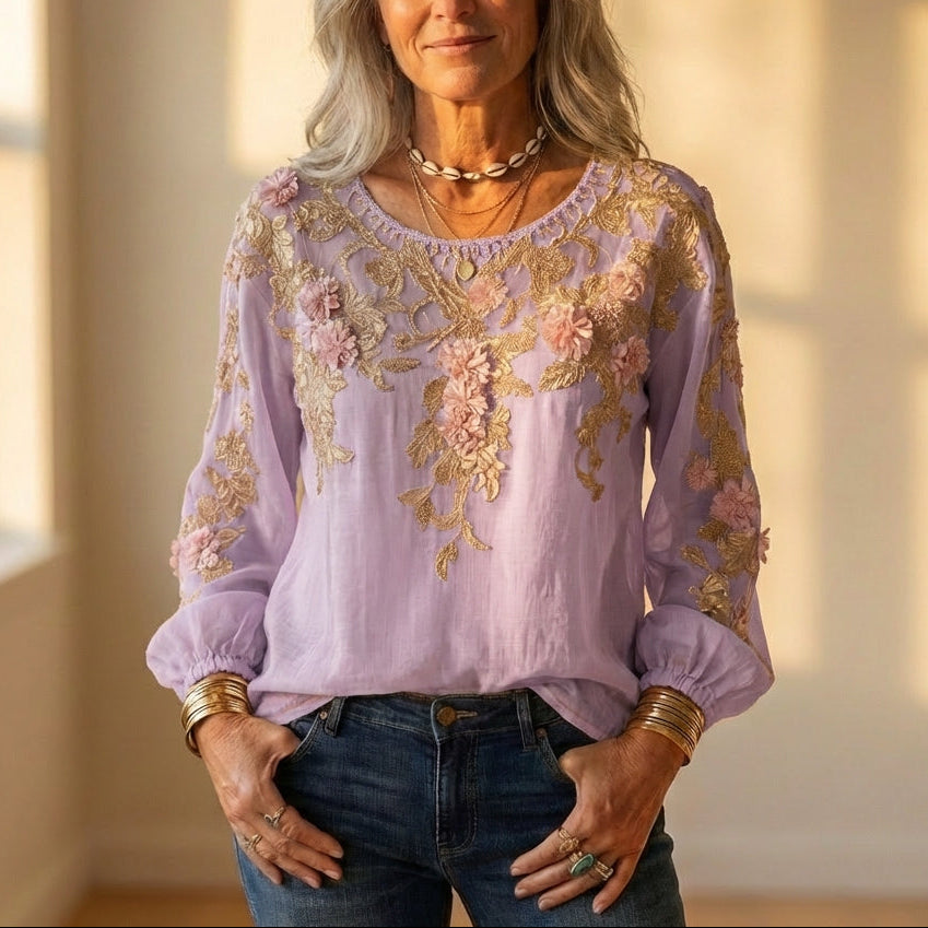 Blouse With Floral Embroidery
