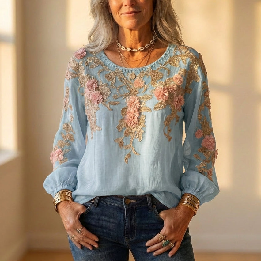 Blouse With Floral Embroidery