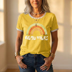T-Shirt With Good Vibes Rainbow Graphic