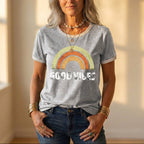 T-Shirt With Good Vibes Rainbow Graphic