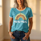 T-Shirt With Good Vibes Rainbow Graphic