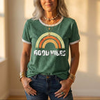 T-Shirt With Good Vibes Rainbow Graphic