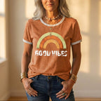 T-Shirt With Good Vibes Rainbow Graphic