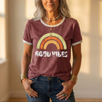 T-Shirt With Good Vibes Rainbow Graphic